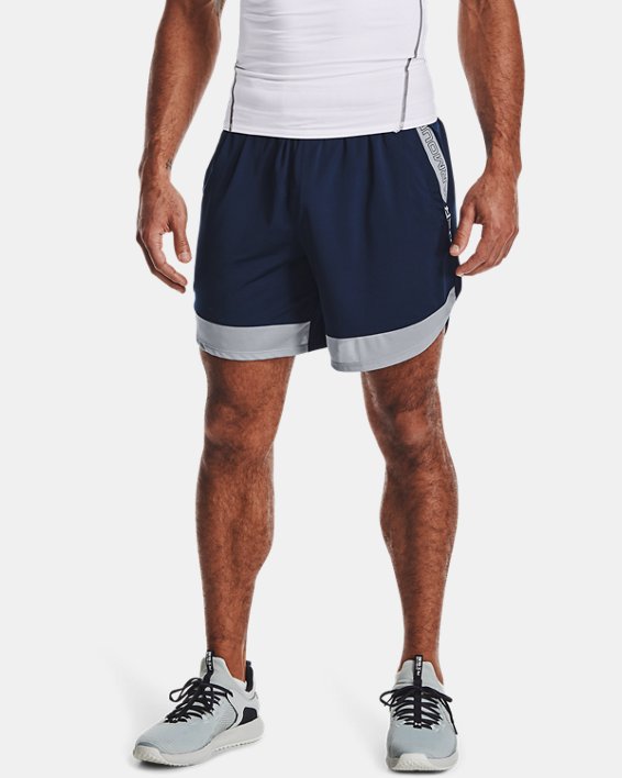 Men's UA Train Stretch 7" Wordmark Shorts, Blue, pdpMainDesktop image number 0